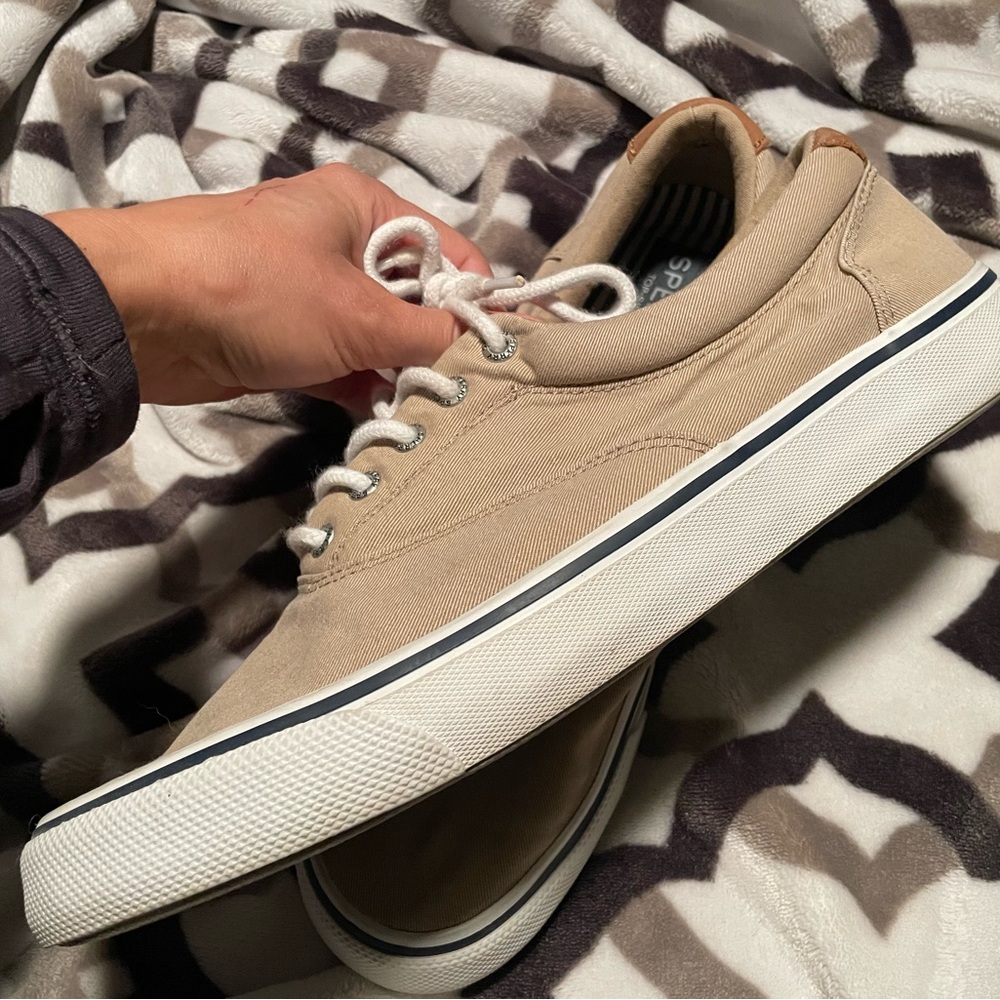 Sperry Tan Canvas Sneakers Striper II CVO Sneaker - Size 11.5